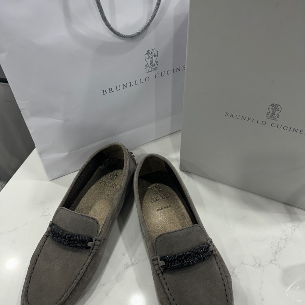 Brunello Cucinelli Gray Loafers Sleek Minimalist Design